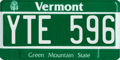 VT license plate YTE596