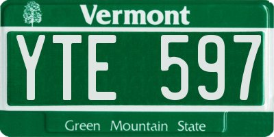 VT license plate YTE597
