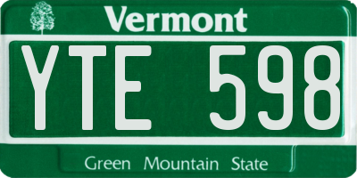 VT license plate YTE598