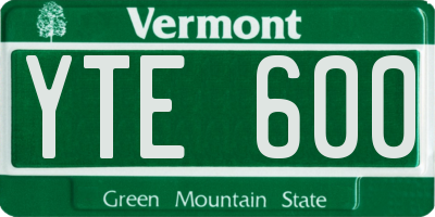 VT license plate YTE600
