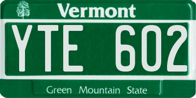 VT license plate YTE602
