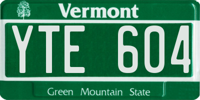 VT license plate YTE604