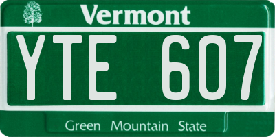 VT license plate YTE607