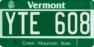VT license plate YTE608
