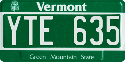 VT license plate YTE635