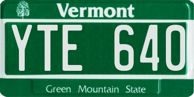 VT license plate YTE640