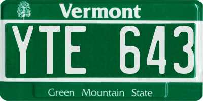 VT license plate YTE643