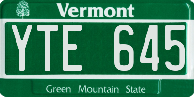 VT license plate YTE645