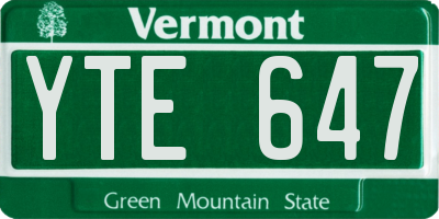 VT license plate YTE647
