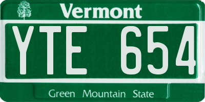 VT license plate YTE654