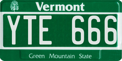 VT license plate YTE666