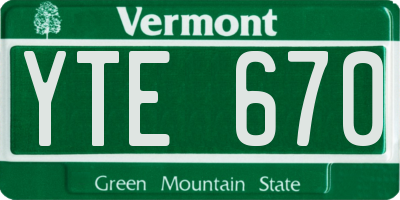 VT license plate YTE670
