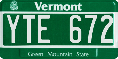 VT license plate YTE672