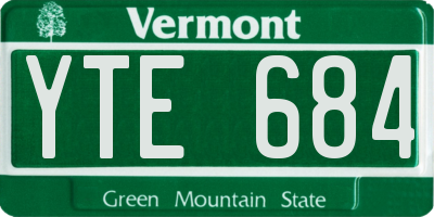 VT license plate YTE684