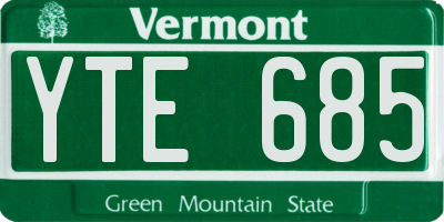 VT license plate YTE685