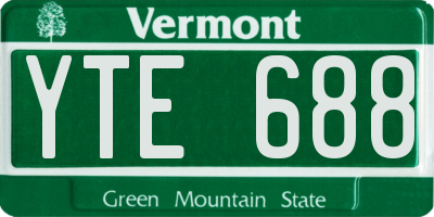 VT license plate YTE688