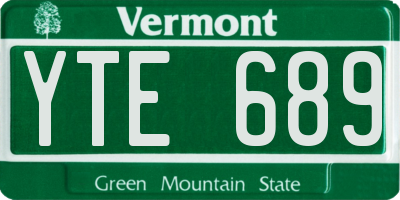 VT license plate YTE689