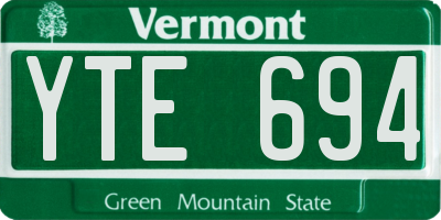 VT license plate YTE694