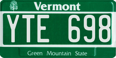 VT license plate YTE698