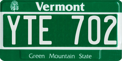 VT license plate YTE702
