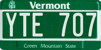 VT license plate YTE707