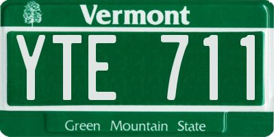 VT license plate YTE711