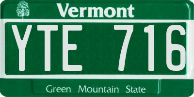 VT license plate YTE716