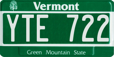 VT license plate YTE722