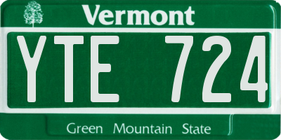 VT license plate YTE724