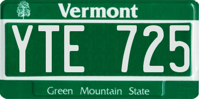 VT license plate YTE725