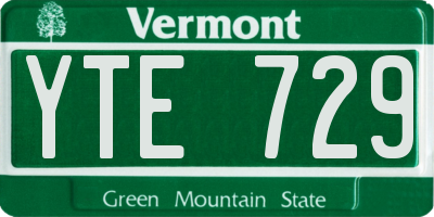 VT license plate YTE729