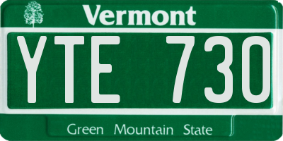 VT license plate YTE730