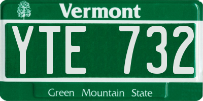VT license plate YTE732