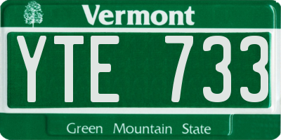 VT license plate YTE733