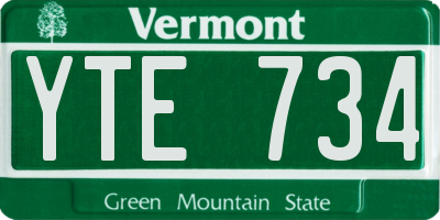 VT license plate YTE734