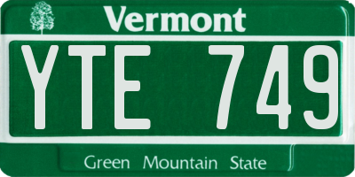 VT license plate YTE749