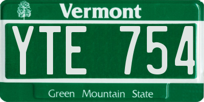 VT license plate YTE754