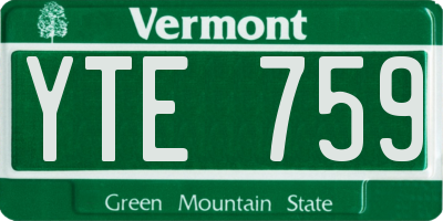 VT license plate YTE759