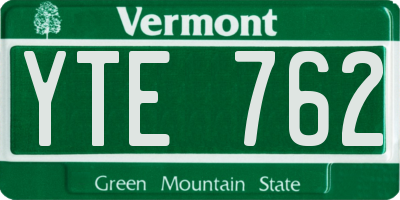 VT license plate YTE762