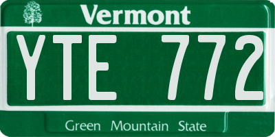 VT license plate YTE772