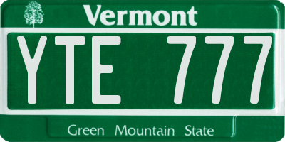 VT license plate YTE777