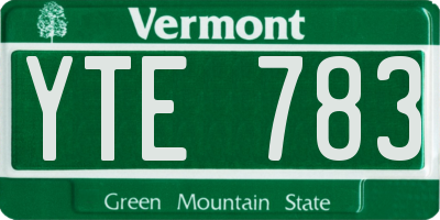 VT license plate YTE783