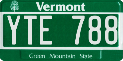 VT license plate YTE788