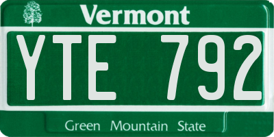 VT license plate YTE792