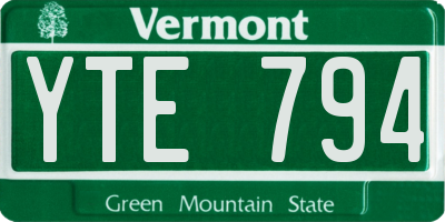 VT license plate YTE794
