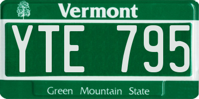 VT license plate YTE795
