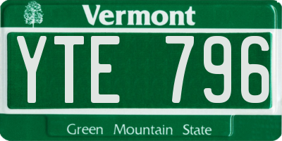 VT license plate YTE796