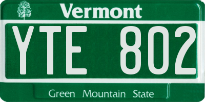 VT license plate YTE802