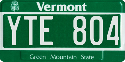 VT license plate YTE804
