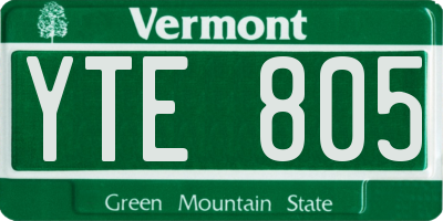 VT license plate YTE805